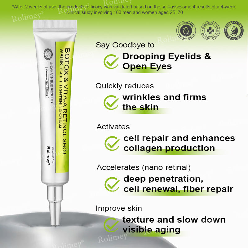 🔥Made and shipped from Australia 💫Rolimey® Botox & Vita-A Retinol Shot Wrinkle-Lift Tightening cream - Last Day Promotion 70% OFF